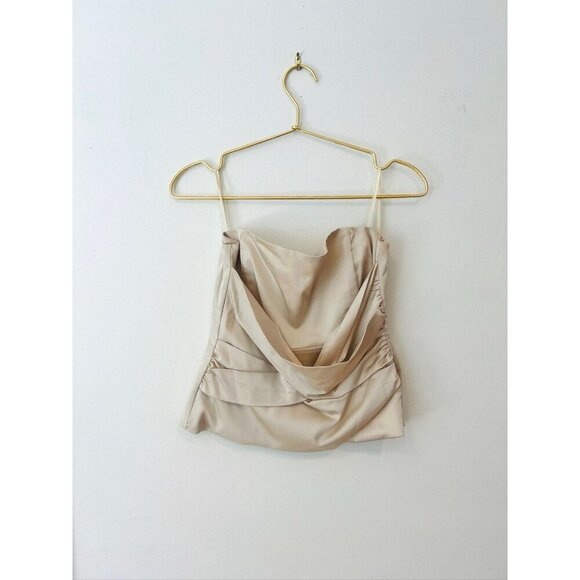 BCBG Maxazria Women’s Strapless Tan Bustier Zip Corset Cropped Top, Size S - Picture 3 of 8